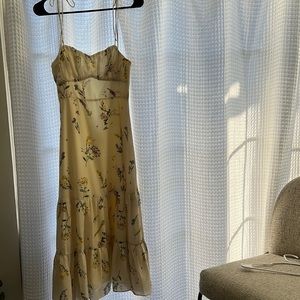 MONACO MIDI DRESS - STRAPPY SWEETHEART TIERED DRESS IN BOTANICAL FLORAL